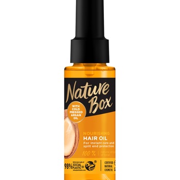 Ulei de par hranitor Nature Box cu ulei de argan presat la rece, 70 ml Ulei de par hranitor Nature Box cu ulei de argan presat la rece, 70 ml