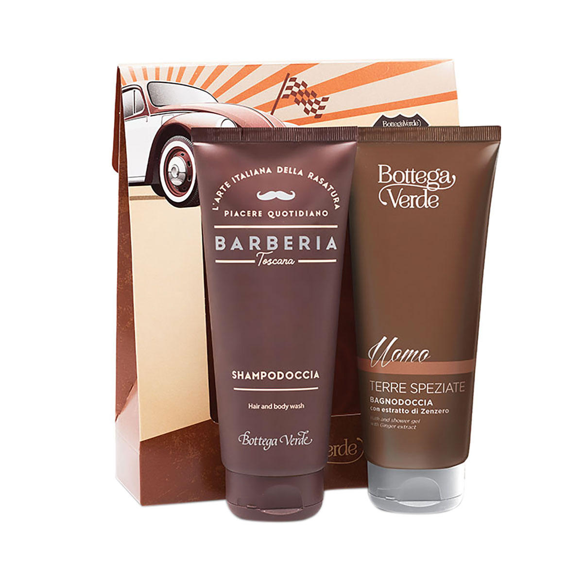 Set cadou barbati, 2 in 1, sampon si gel de dus - Barberia Toscana, Terre Speziate, 200 ML, Bottega Verde