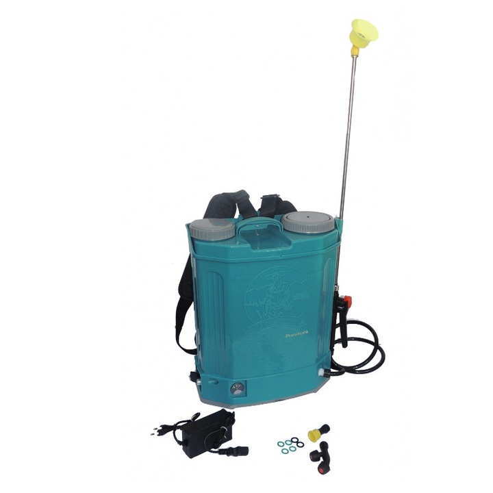 Pompa de stropit gradina cu acumulator Micul Fermier 20 L, 5 BAR, 12 V, Complet accesorizata, 15-19 plinuri