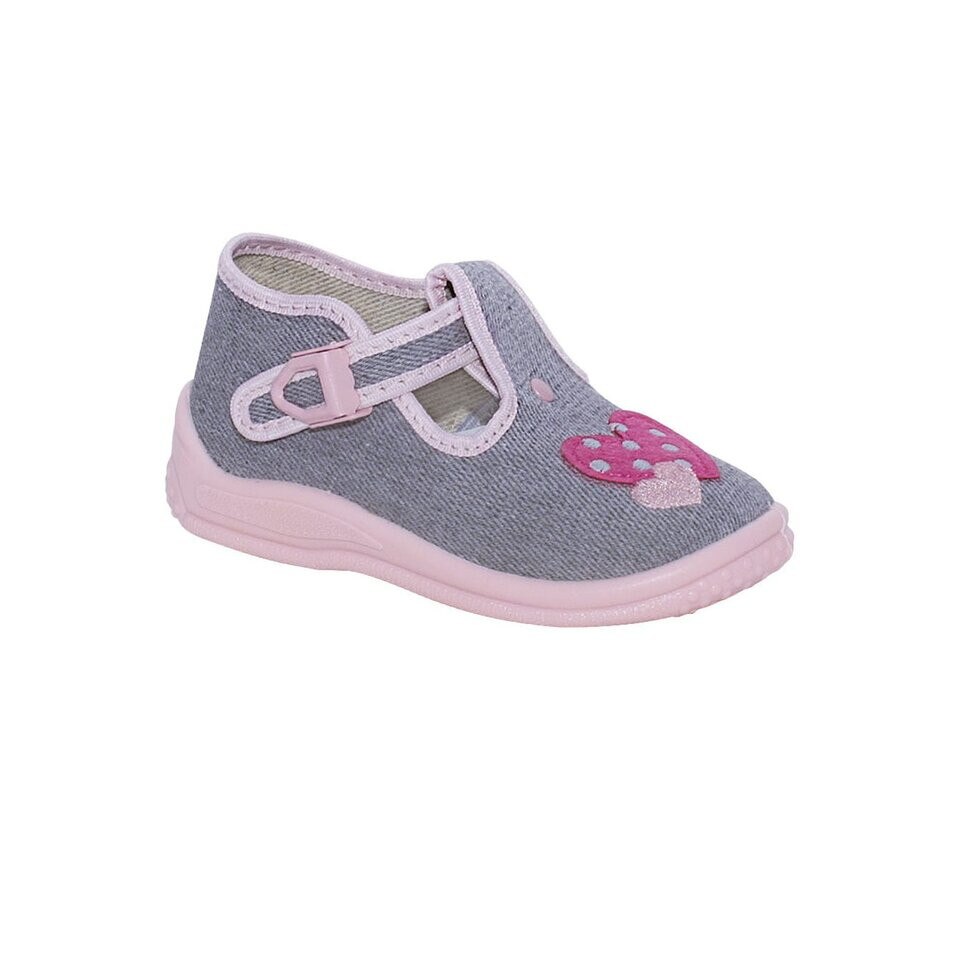 Incaltaminte panza, gri cu inimioara roz