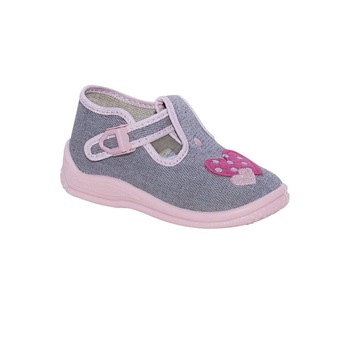 Incaltaminte panza, gri cu inimioara roz Incaltaminte panza, gri cu inimioara roz