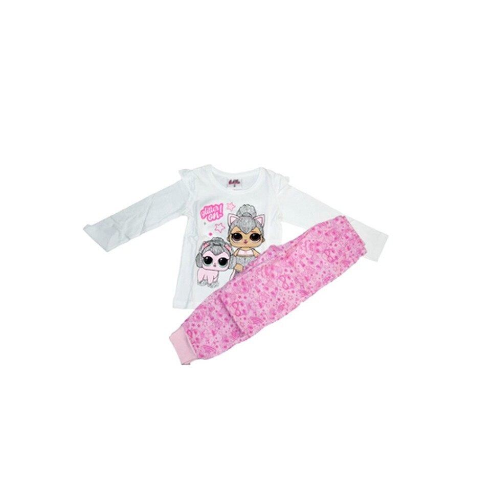 Pijama, LOL Glitter On, alb cu roz