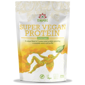 Pulbere proteica bio Super Vegan, 75.5% proteina Iswari, 250 g Pulbere proteica bio Super Vegan, 75.5% proteina Iswari, 250 g