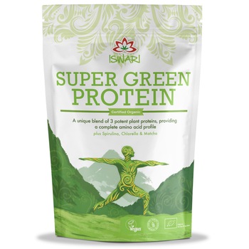 Pulbere proteica si detox bio Super Verde, 71.1% proteina Iswari, 250 g Pulbere proteica si detox bio Super Verde, 71.1% proteina Iswari, 250 g