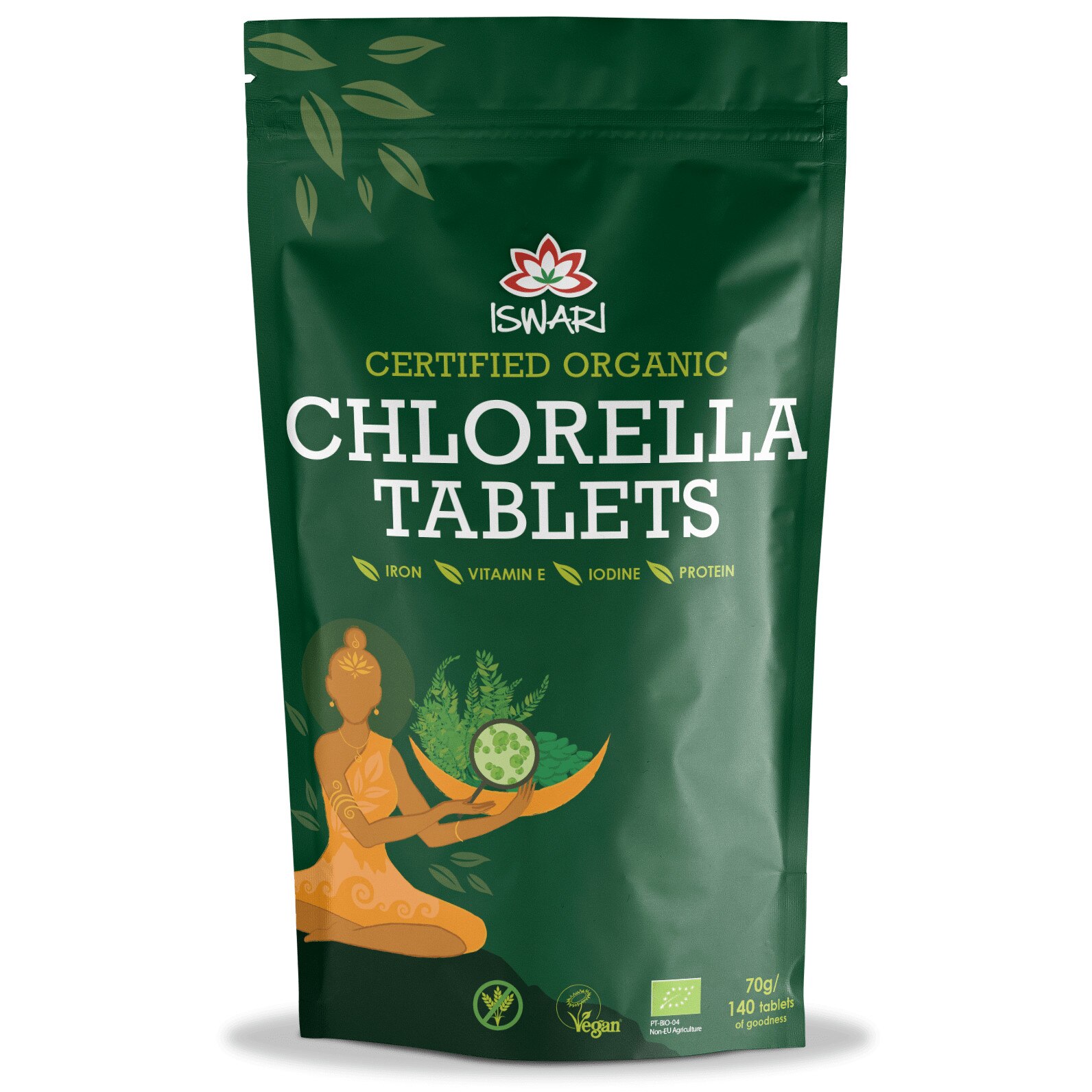 Chlorella bio sub forma de tablete, 140buc Iswari, 70 g