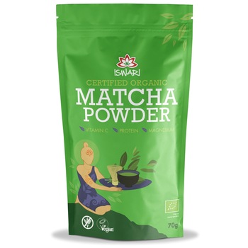 Matcha bio sub forma de pulbere Iswari, 70 g Matcha bio sub forma de pulbere Iswari, 70 g