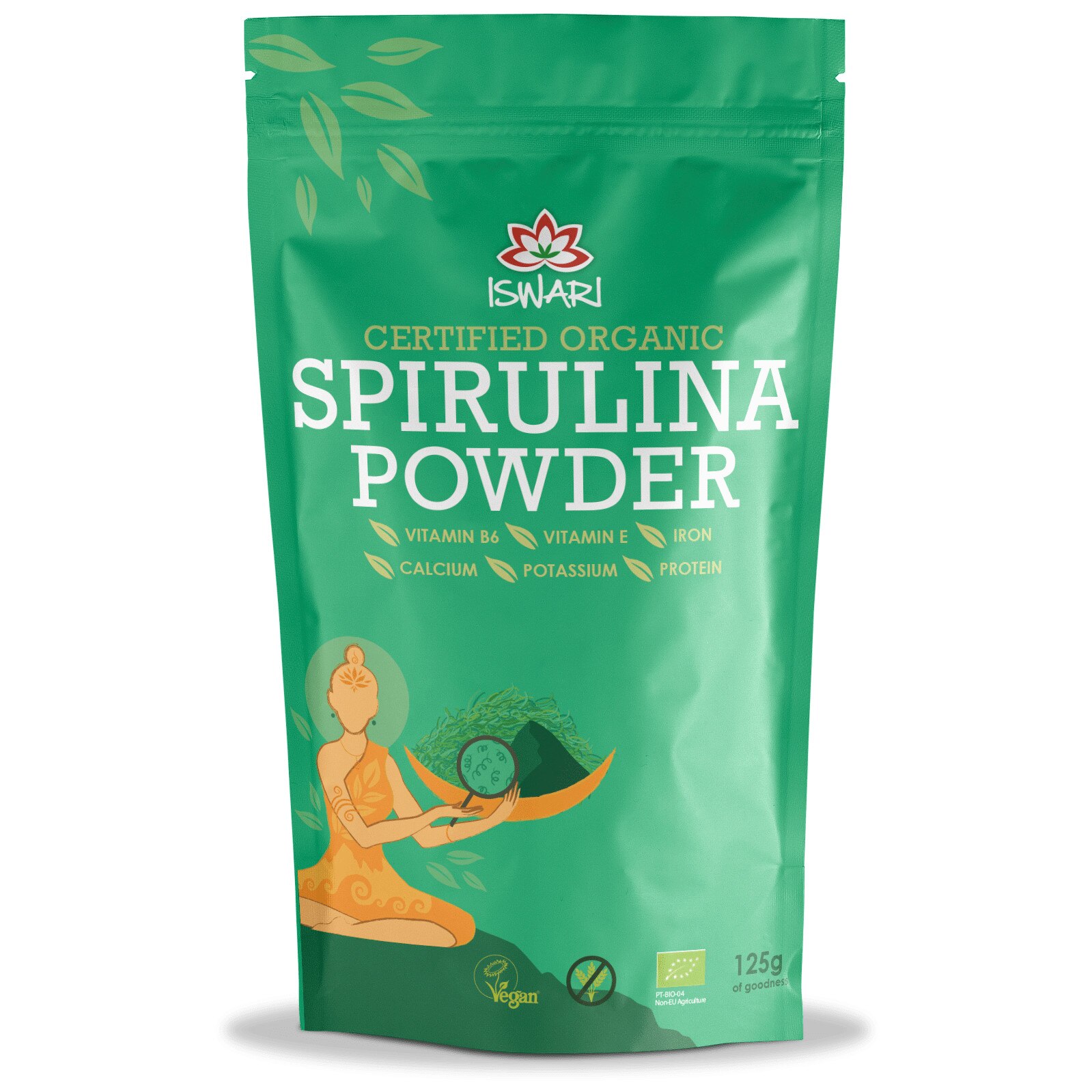 Spirulina bio sub forma de pulbere Iswari, 125 g