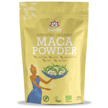 Maca bio sub forma de pulbere Iswari, 250 g Maca bio sub forma de pulbere Iswari, 250 g