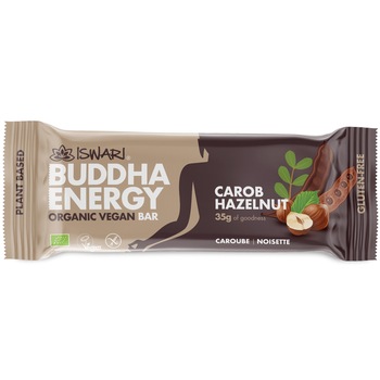 Baton energizant bio Buddha cu alune de padure si carob Iswari, 35 g Baton energizant bio Buddha cu alune de padure si carob Iswari, 35 g