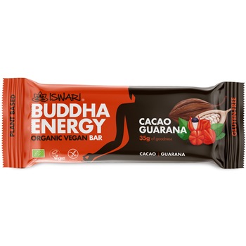 Baton energizant bio Buddha cu guarana si cacao Iswari, 35 g Baton energizant bio Buddha cu guarana si cacao Iswari, 35 g