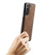Калъф за Samsung Galaxy S21 Plus, CaseMe, мека текстурирана кожа, back cover, отделящ се мини портфейл, кафяво