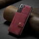 Калъф за Samsung Galaxy S21 Plus, CaseMe, мека текстурирана кожа, back cover, отделящ се мини портфейл, червен