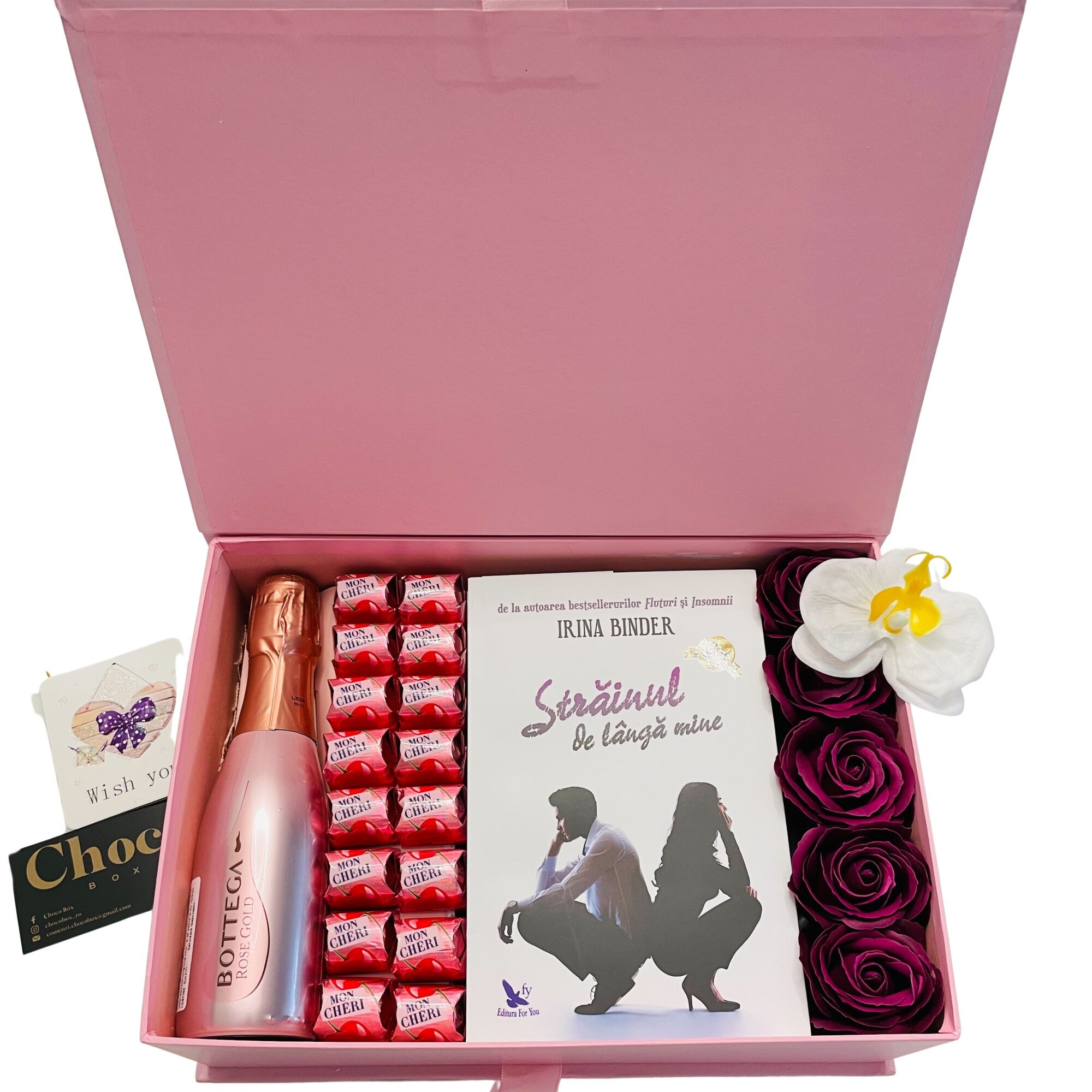 Cutie tip Carte, ChocoBox, Gold Box III, include Bottega Rose, Praline Mon Cherry, Carte de langa mine Irina Binder - eMAG.ro