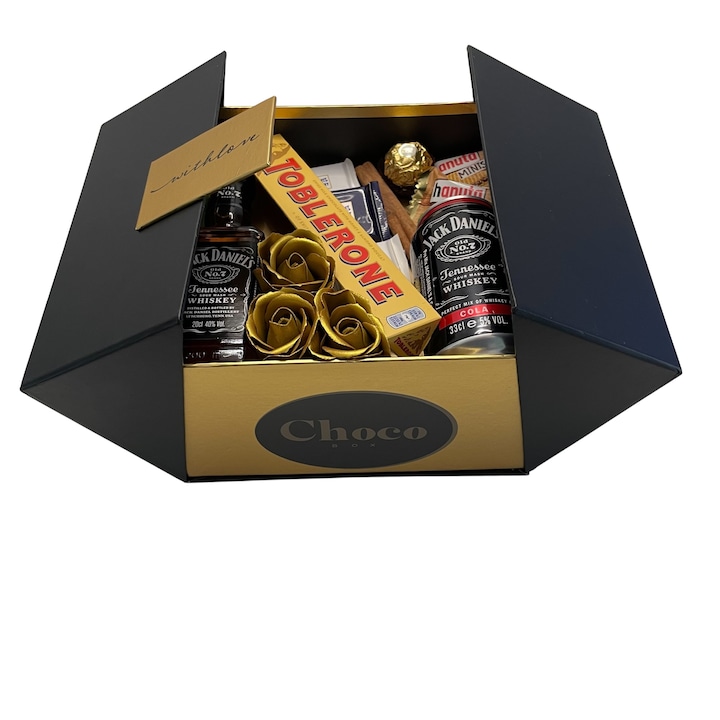 Подаръчна кутия ChocoBox Love Men, Jack Daniels Original, Рози и шоколад