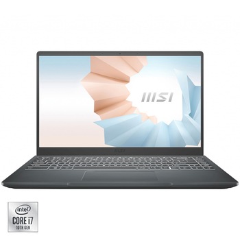 Laptop ultraportabil MSI Modern 14 B10RBSW cu procesor Intel® Core™ i7-10510U pana la 4.90 GHz, 14 Laptop ultraportabil MSI Modern 14 B10RBSW cu procesor Intel® Core™ i7-10510U pana la 4.90 GHz, 14