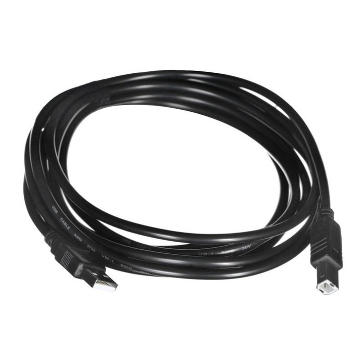 Cablu pentru imprimanta 2.0, 3m, Negru - iBox