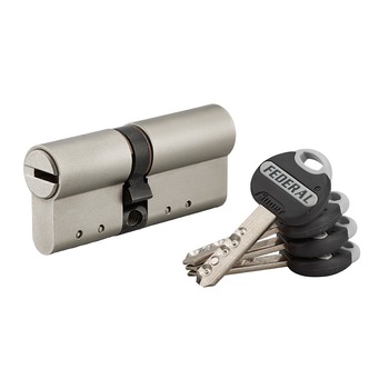 Cilindru standard de inalta siguranta Thirard „Federal” 30 x 40 mm, din alama cu cu finisaj nichel mat, mecanism cu 3 sau 4 pini telescopici dubli, 4 chei reversibile si card proprietate Cilindru standard de inalta siguranta Thirard „Federal” 30 x 40 mm, din alama cu cu finisaj nichel mat, mecanism cu 3 sau 4 pini telescopici dubli, 4 chei reversibile si card proprietate