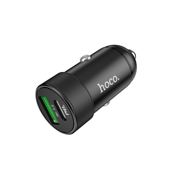 Incarcator Auto Premium Hoco Dual 1 X Type-c Pd 27w, 1 X Usb Quick Charge 3.0, Negru Z32b Incarcator Auto Premium Hoco Dual 1 X Type-c Pd 27w, 1 X Usb Quick Charge 3.0, Negru Z32b