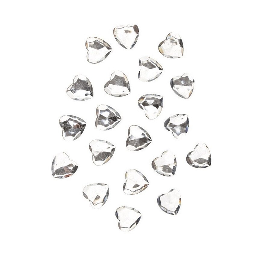 Set 20 inimi autoadezive transparente, 2 cm