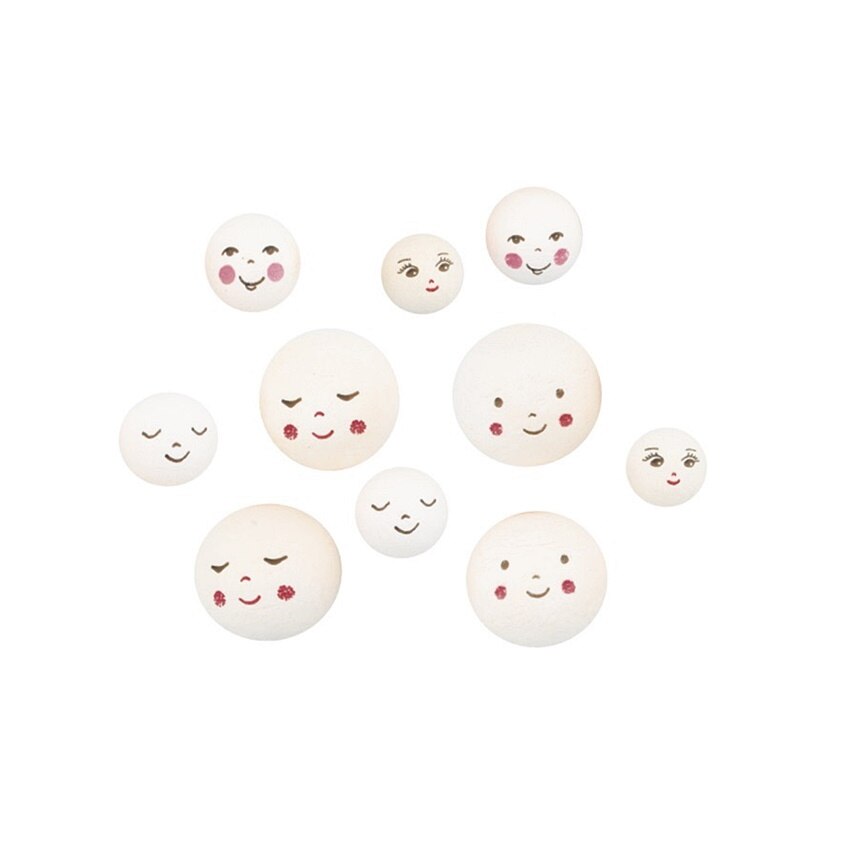 Set 10 bilute albe, usoare 18-32 mm - cu desen smiley inrosit