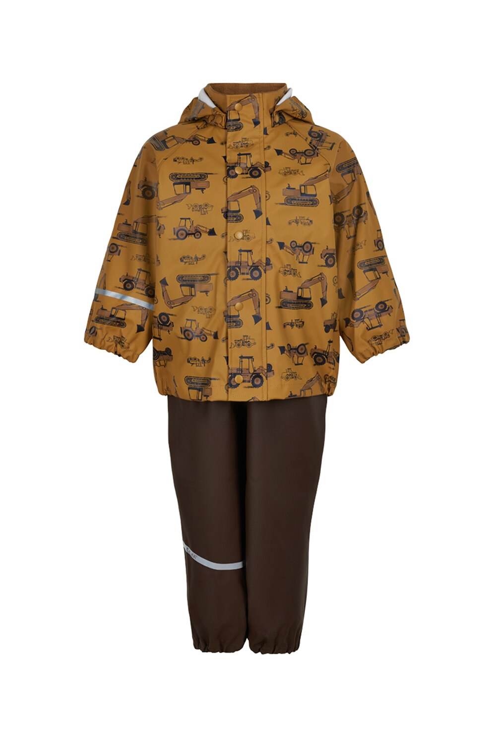 CeLaVi, Set de jacheta impermeabila si pantaloni, maro caramel, maro inchis, gri
