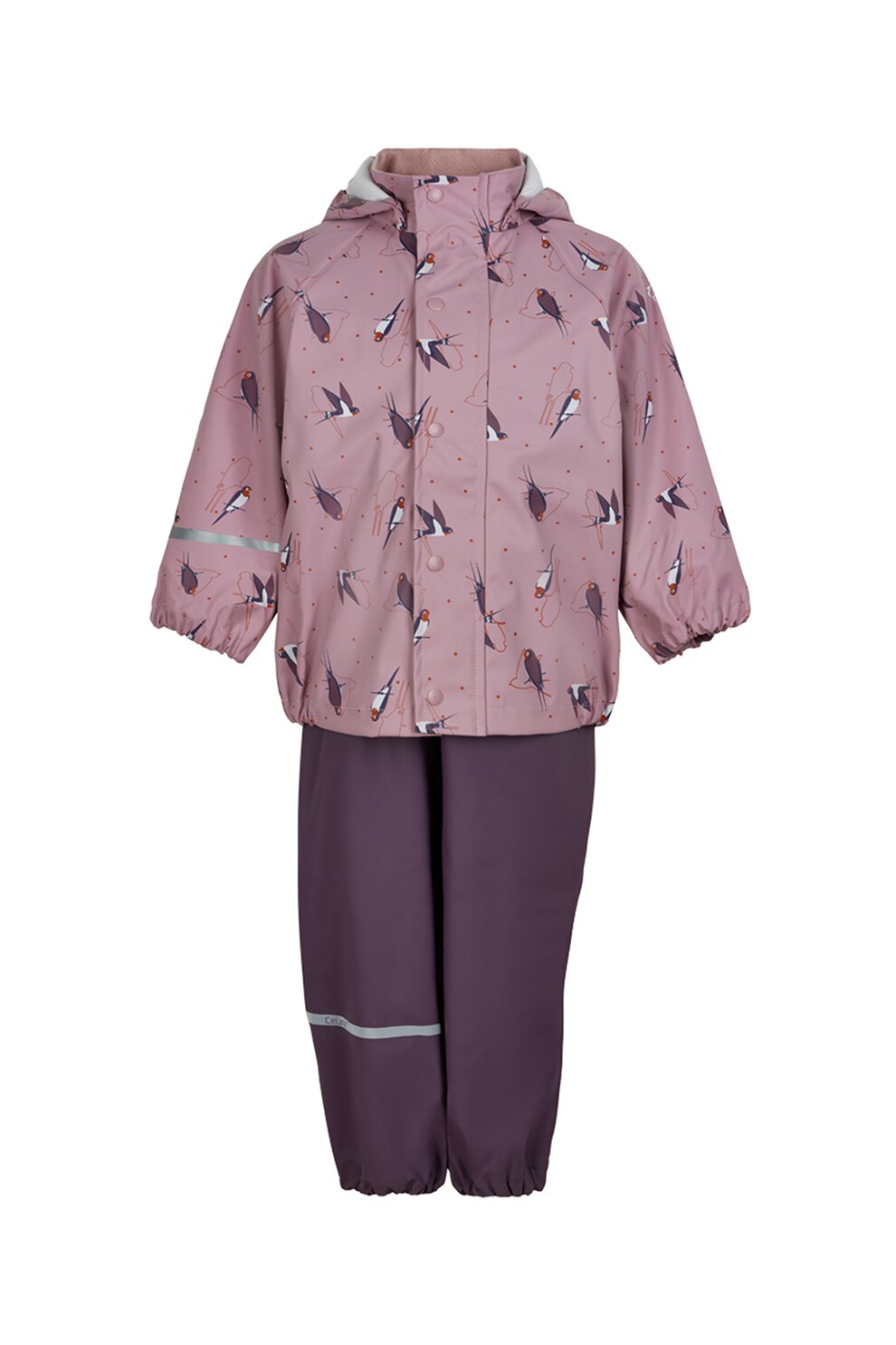 CeLaVi, Set de jacheta impermeabila si pantaloni, violet, lila, gri, 120 CM