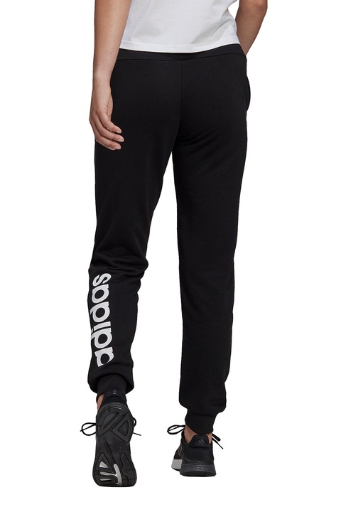 adidas Sportswear, Pantaloni sport slim fit cu talie elastica, Negru, Alb, XL