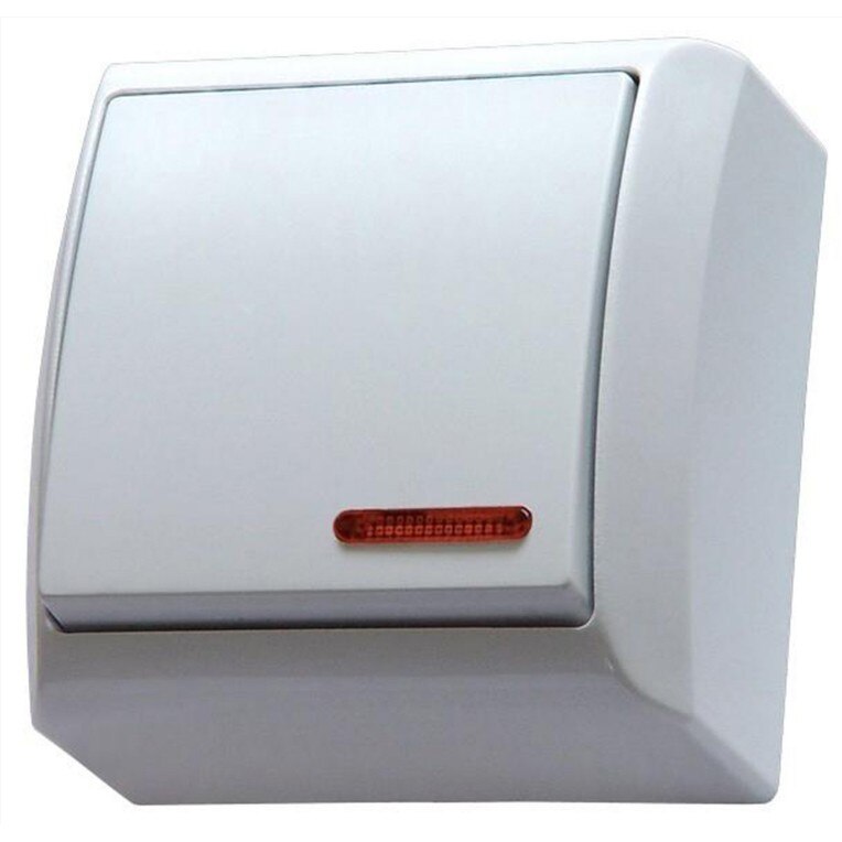 BIS Intrerupator iluminat PT, IP 20, alb, aplicat