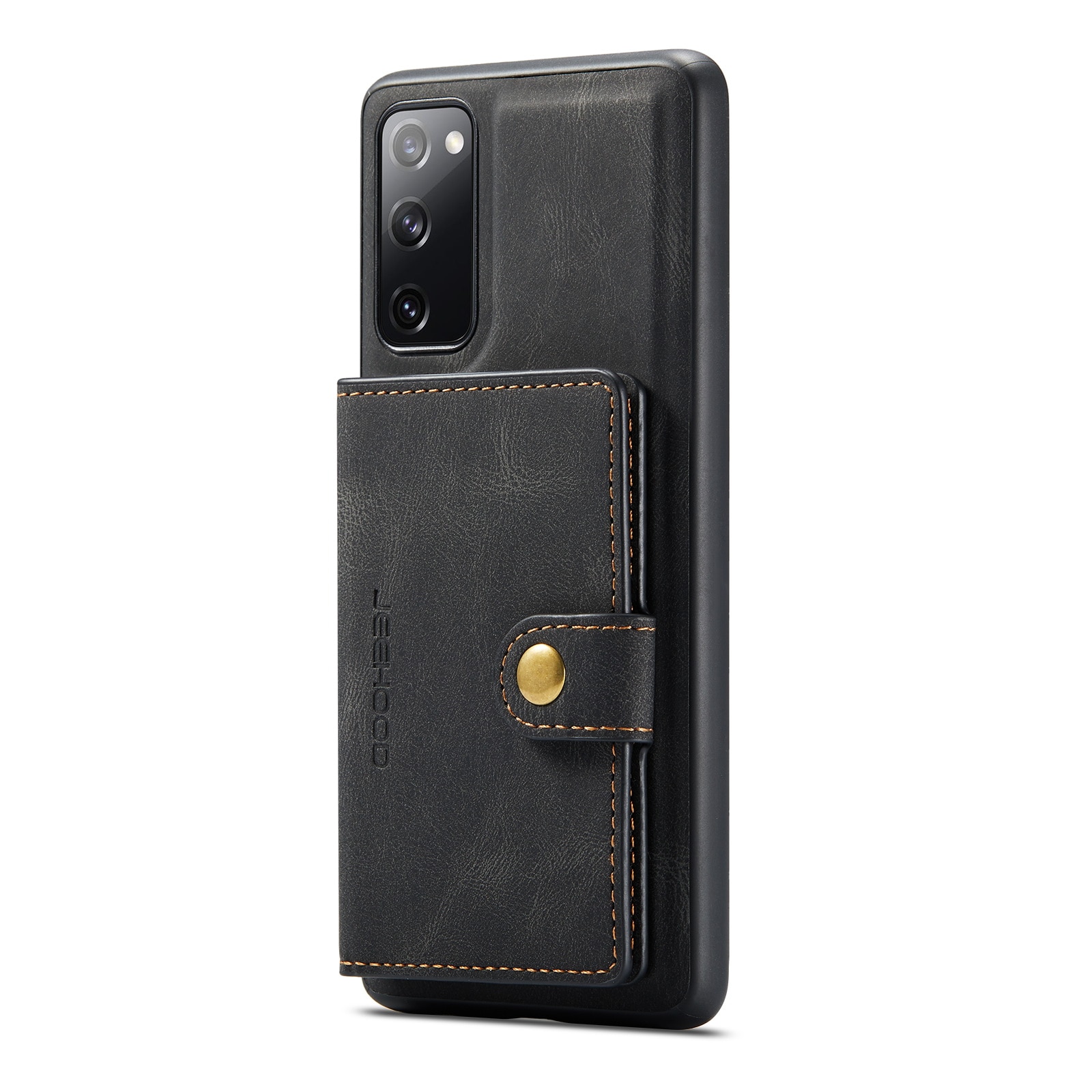 Husa pentru Samsung Galaxy S20 FE, piele cu textura moale, back cover, mini portofel detasabil, CaseMe, Negru