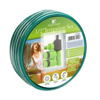 Set de stropit gradina Garden of Eden 11335C, furtun 20 m, racord, teava pulverizare, verde Set de stropit gradina Garden of Eden 11335C, furtun 20 m, racord, teava pulverizare, verde