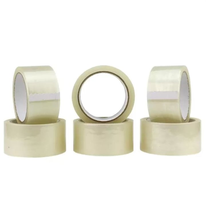 Set 6 role banda autoadeziva transparenta, acril, 48mm x 66M