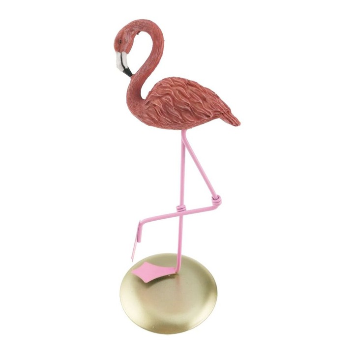 Figurina Flamingo roz, statueta decorativa birou sau camera de zi, din rasina, 16 cm inaltime