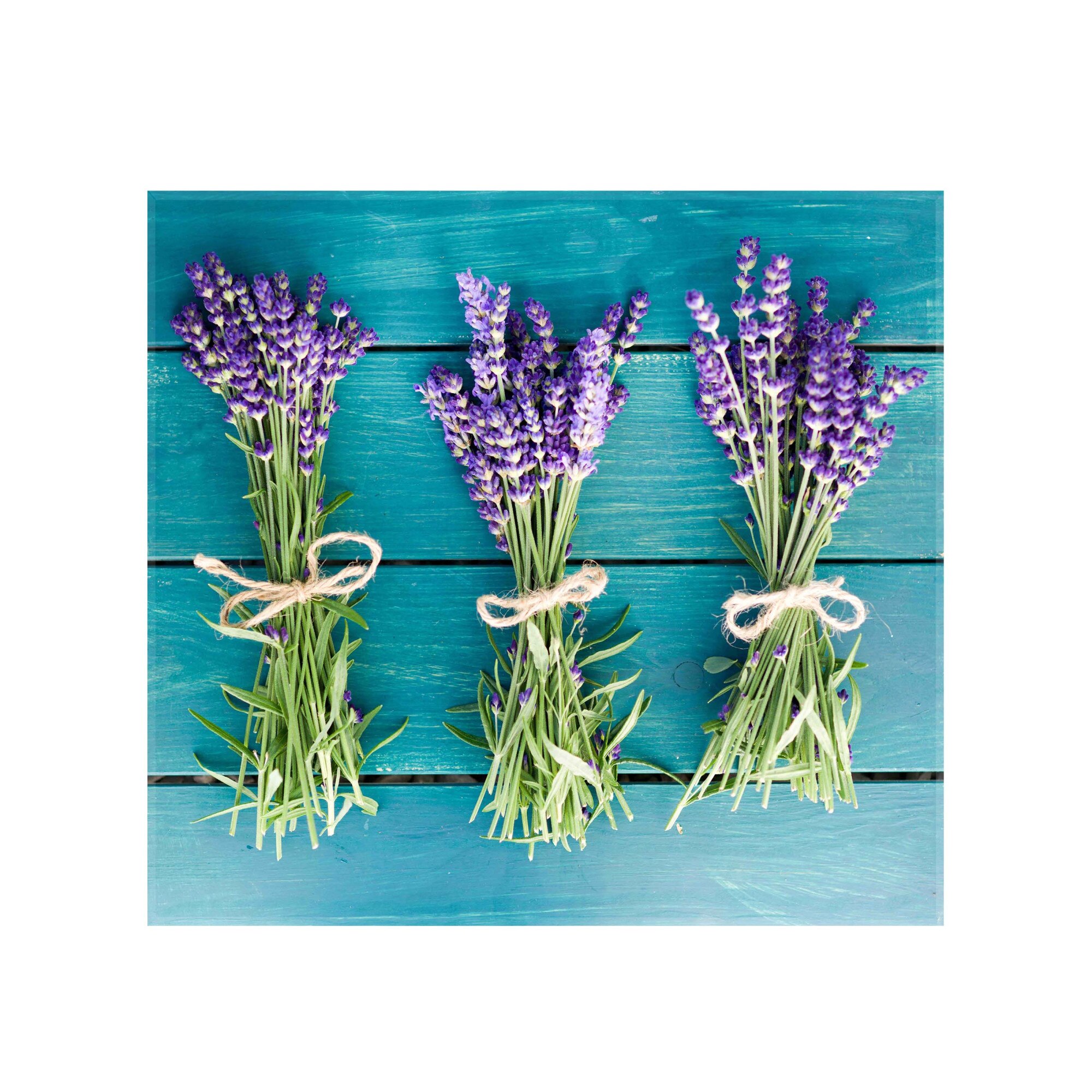 Panou decorativ sticla bucatarie securizata Saint Gobain Glass, imprimata 65x60cm, protectie antistropire pentru aragaz, Ambra Deco, Buchete lavanda