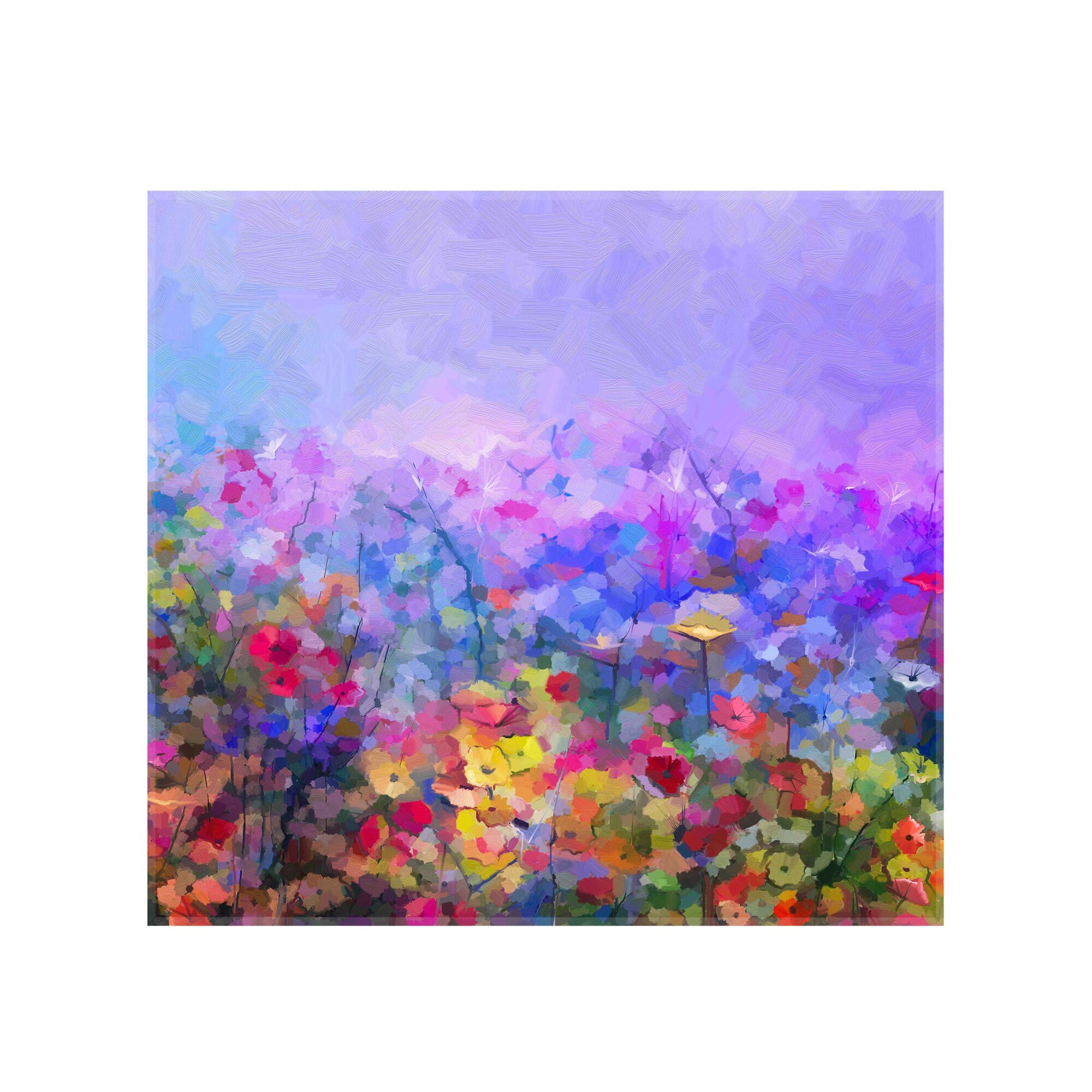 Panou decorativ sticla bucatarie securizata Saint Gobain Glass, imprimata 60x55cm, protectie antistropire pentru aragaz, Ambra Deco, Flori pictate