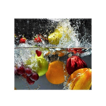 Panou decorativ sticla bucatarie securizata Saint Gobain Glass, imprimata 65x60cm, protectie antistropire pentru aragaz, Ambra Deco, Fructe sub apa Panou decorativ sticla bucatarie securizata Saint Gobain Glass, imprimata 65x60cm, protectie antistropire pentru aragaz, Ambra Deco, Fructe sub apa