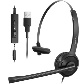 Casca call centre Mpow, HiFi de 3,5 mm pentru PC, USB cu microfon cu anulare a zgomotului, control 2-in-1, Chat clar pentru cursuri, Skype Call, Confortabile pentru adulti, copii Casca call centre Mpow, HiFi de 3,5 mm pentru PC, USB cu microfon cu anulare a zgomotului, control 2-in-1, Chat clar pentru cursuri, Skype Call, Confortabile pentru adulti, copii