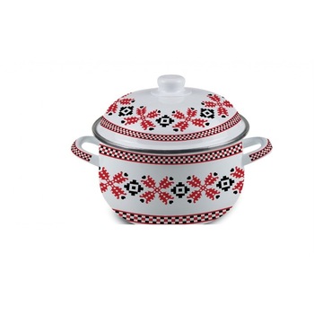 Cratita emailata cu capac ,Grunberg,26 cm ,6.50 l ,GR2600 (motive nationale) Cratita emailata cu capac ,Grunberg,26 cm ,6.50 l ,GR2600 (motive nationale)