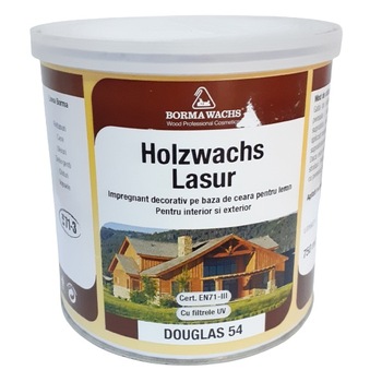 Impregnant decorativ pe baza de ceara pentru lemn, Borma Wachs, Holzwachs Lasur, Douglas, 750 ml Impregnant decorativ pe baza de ceara pentru lemn, Borma Wachs, Holzwachs Lasur, Douglas, 750 ml