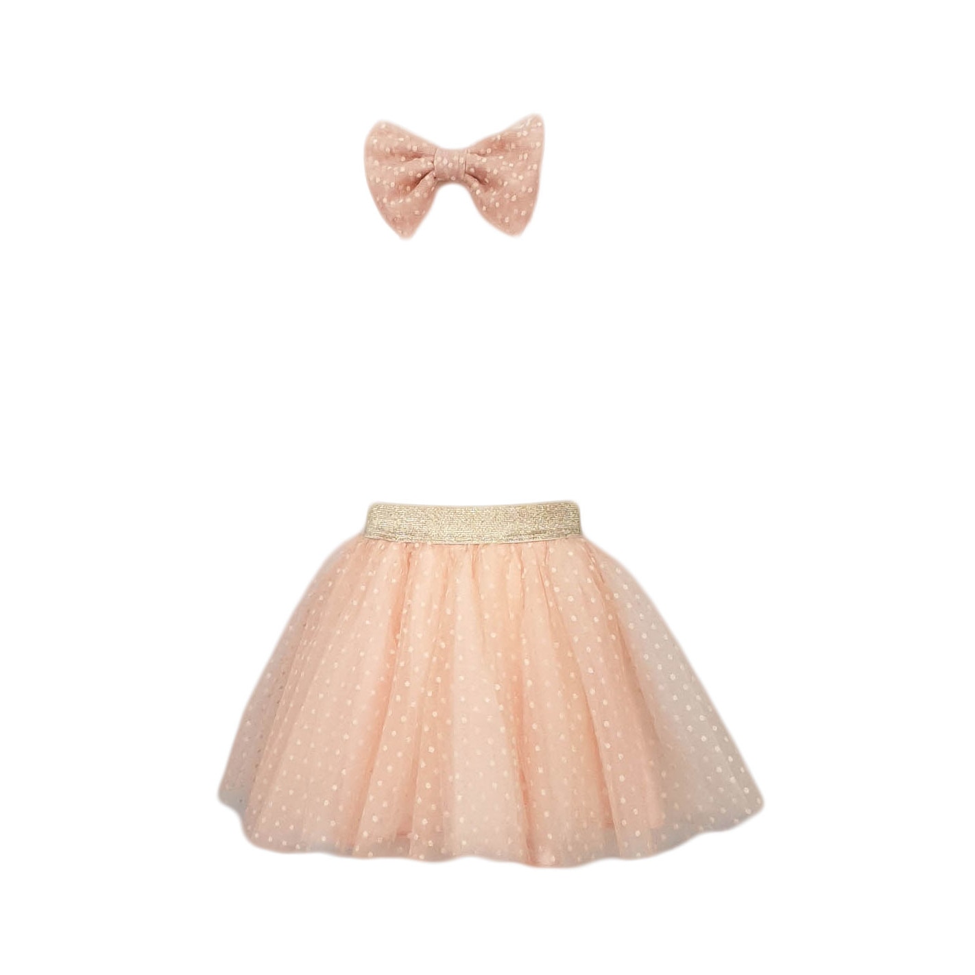 Fusta TU-TU+bentita roz cu buline