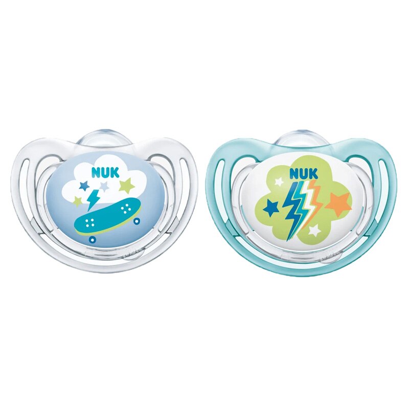 Set 2 suzete ortodontice din silicon Nuk Freestyle 730133-2, Albastru 0-6 luni