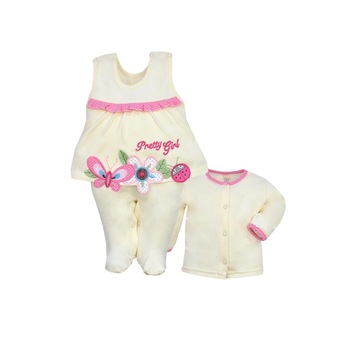 Compleu 2 piese salopeta si bluza pentru fete Koala Rusalka 03-829C, Crem, 80 Compleu 2 piese salopeta si bluza pentru fete Koala Rusalka 03-829C, Crem, 80