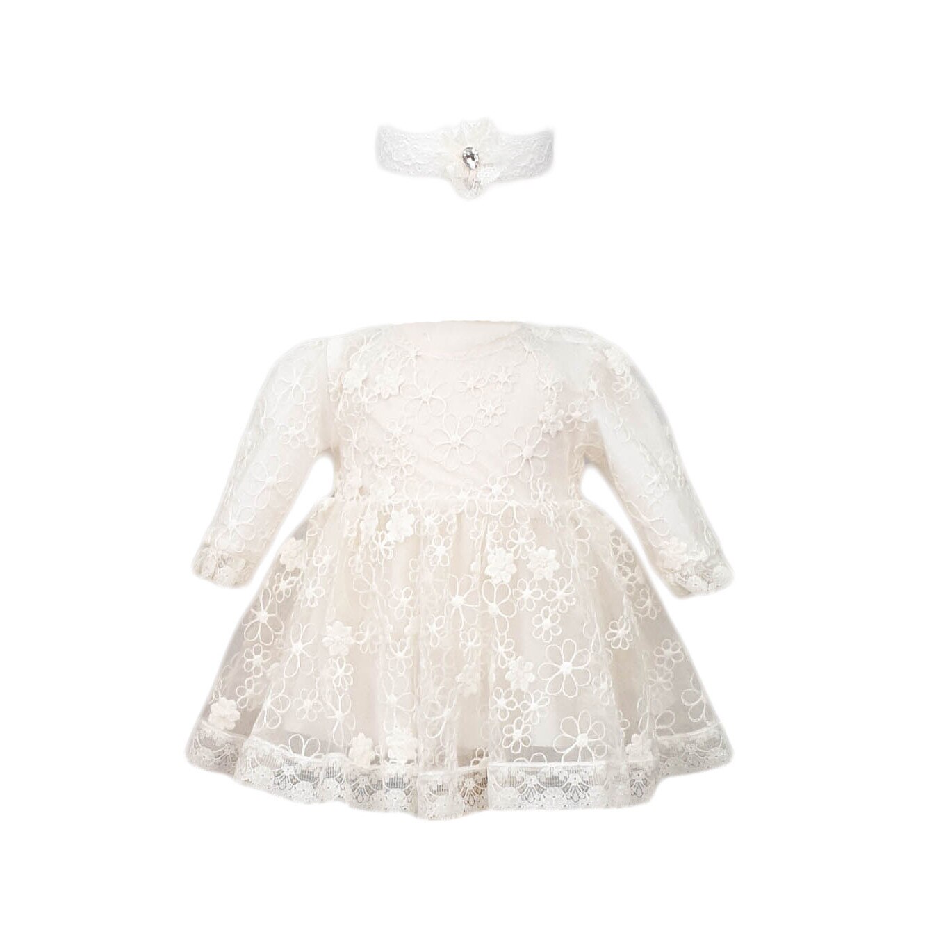 Rochita botez, doua piese, culoare alba, varsta 6-9 luni