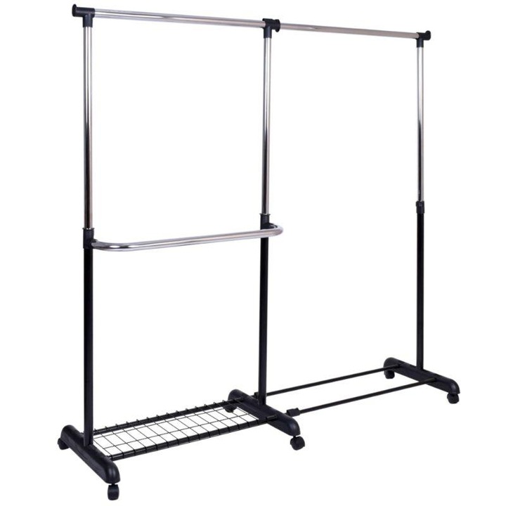 Стойка за закачалки GMM Group Rufo, Двойна, Метал, Мобилна