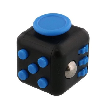 Cub antistres EDAR® pentru copii si adulti, jucarie interactiva cu diverse functii, 30x30 mm, negru/albastru Cub antistres EDAR® pentru copii si adulti, jucarie interactiva cu diverse functii, 30x30 mm, negru/albastru