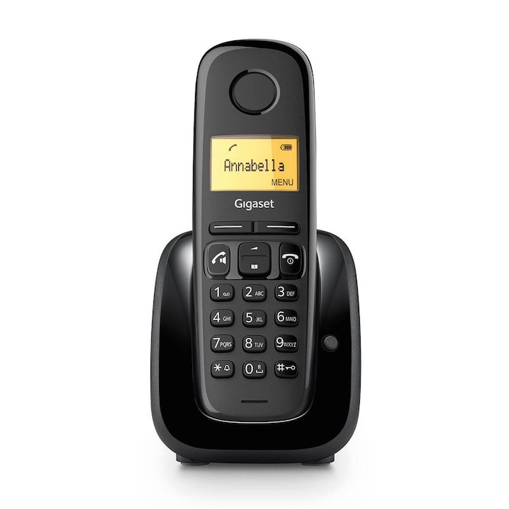 Gigaset A280 vezeték nélküli (DECT) telefon, kihangosítható, 80 neves telefonkönyv, hívófélazonosítás, fekete