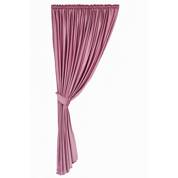 Draperie din catifea, roz, cu rejansa, uni, opaca, 140x250