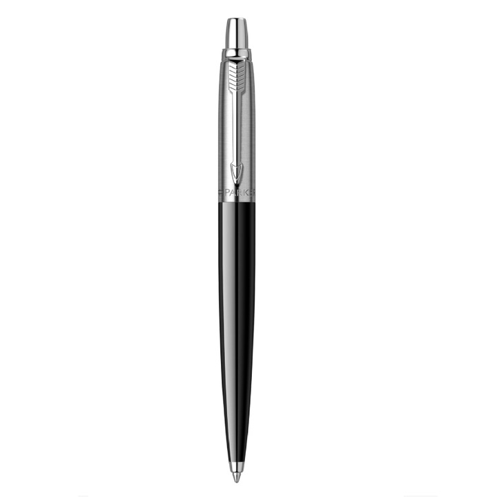 Оригинална писалка Parker Jotter, неръждаема стомана, хром, тласкач, 132ммx9.5мм, 11.3 g, черен