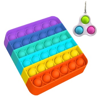 Set jucarii senzoriale Pop It Now, Push Bubble patrat din silicon 12.5 x 12.5 x 1.5 cm multicolor + breloc Fidget antistress verde, roz, albastru Set jucarii senzoriale Pop It Now, Push Bubble patrat din silicon 12.5 x 12.5 x 1.5 cm multicolor + breloc Fidget antistress verde, roz, albastru