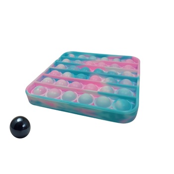 Jucarie antistres, Pop it, silicon, patrat, 12.5 cm, multicolor, bila marble inclusa Jucarie antistres, Pop it, silicon, patrat, 12.5 cm, multicolor, bila marble inclusa