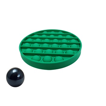Jucarie antistres, Pop it, silicon, 13 cm, verde, bila marble inclusa Jucarie antistres, Pop it, silicon, 13 cm, verde, bila marble inclusa